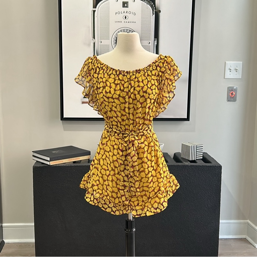 BRAND NEW! 

Off-The-Shoulder Romper, Ruffle Trim, Fully Lined, Stretchy Top (S)